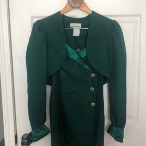Vintage Custom long emerald green evening gown with jacket - 2 piece set